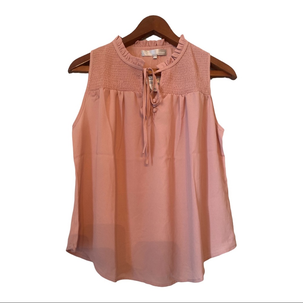The Royal Standard Lucy Smocked Pink Shell Top